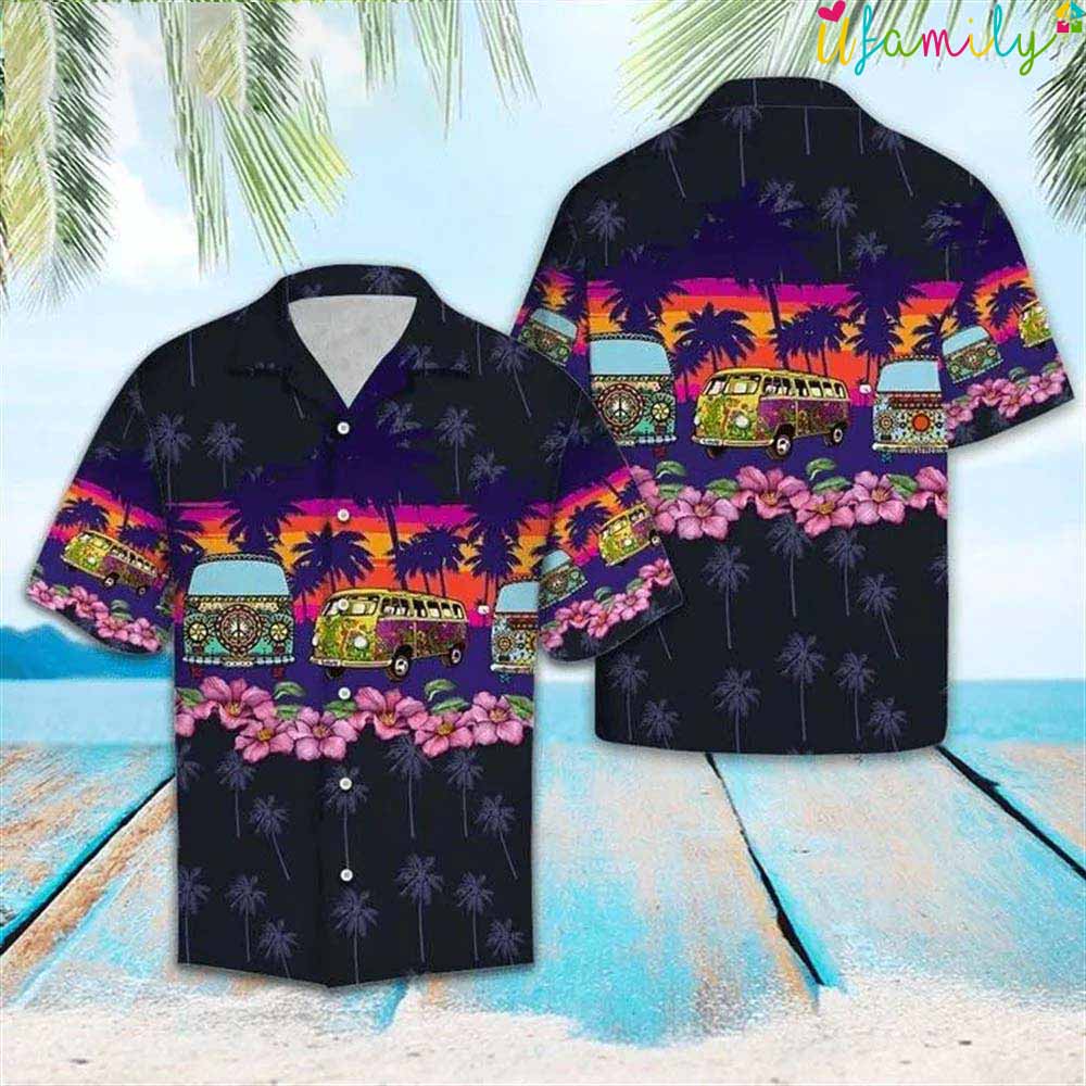 Tropical Hippies Bus Flower Hawaiian Shirt