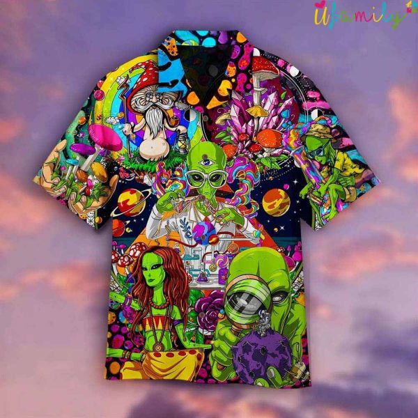 Ufo Aliens Hippie Style Hawaiian Shirt