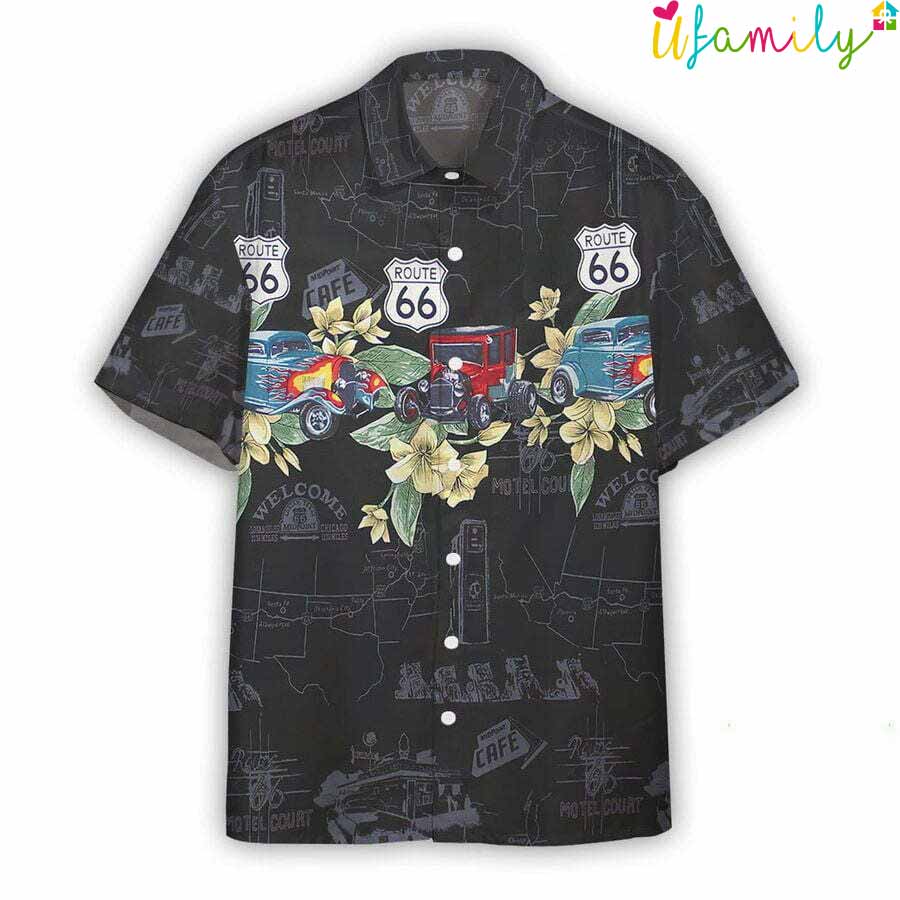 Vintage Route 66 Rods Custom Hawaiian Shirt