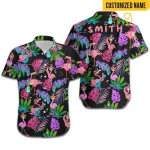 Custom Name Smith Flamingo In Summer Hawaiian Shirt