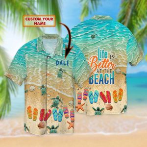Personalized Name Dale Flip Flop And Beach 3D Hawaiian Shirt