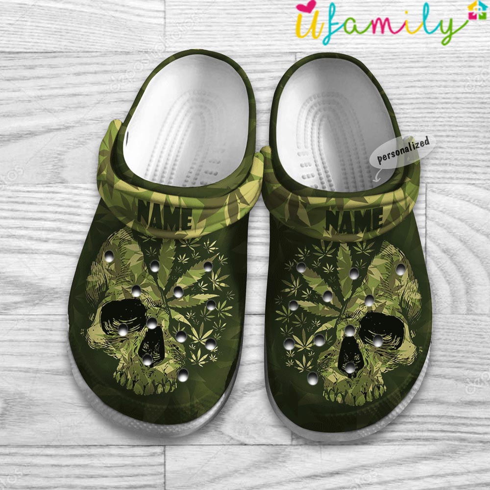 Personalized Green Skull Weed Cannabis Crocs