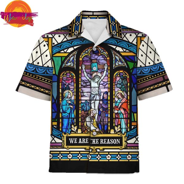 Crucifixion of Christ Stained Glass Hawaiian Shirt