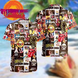 3D Classic 80s Rock Puzzle Music Band Hawaiian Shirts For Men