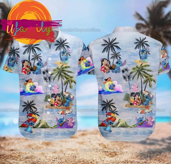 Ahola Stitch Funny And Lilo Beach Hawaiian Shirts For Men