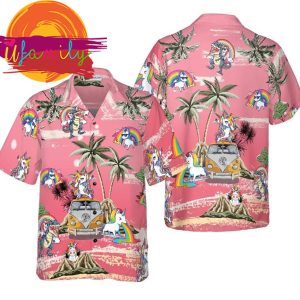Baby Unicorn Summer Time Mens Hawaiian Shirts