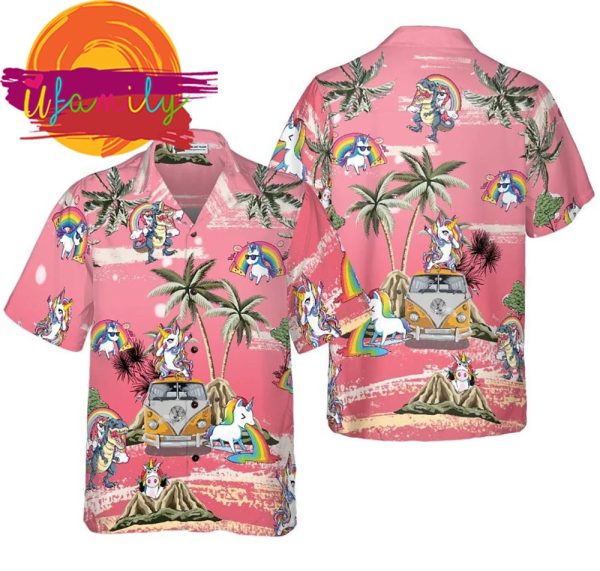 Baby Unicorn Summer Time Mens Hawaiian Shirts