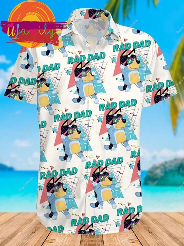 Bandit Heeler Bluey Rad Dad Father Day Mens Hawaiian Shirts