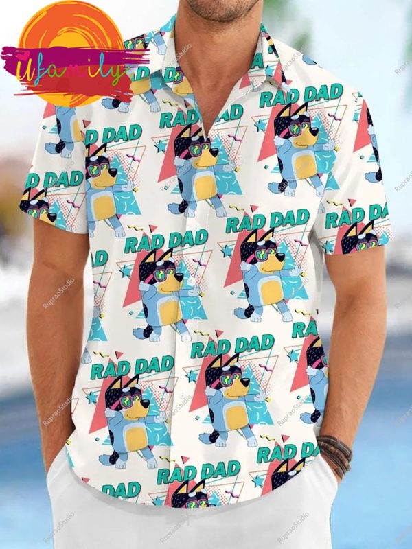 Bandit Heeler Bluey Rad Dad Father Day Mens Hawaiian Shirts