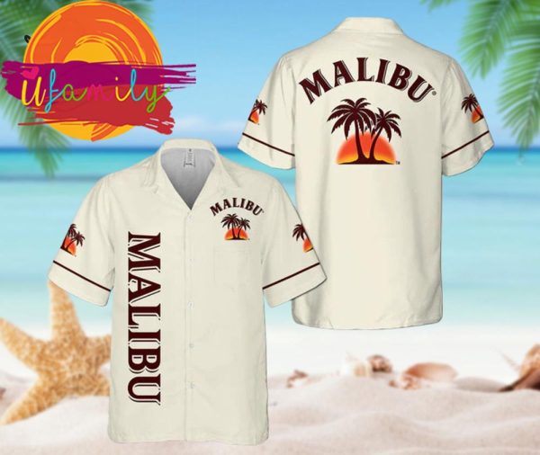 Basic Printed Beige Malibu Rum Mens Hawaiian Shirts