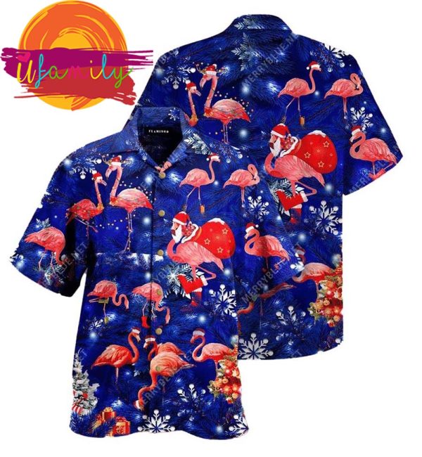 Be A Flamingo At Pinky Christmas Mens Hawaiian Shirts