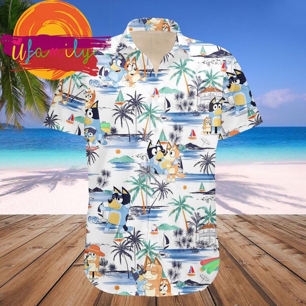 Beach Bluey Birthday Kids Mens Hawaiian Shirts