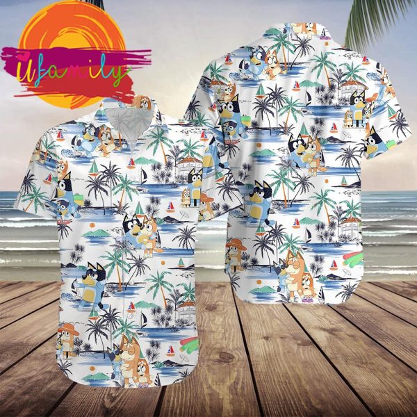 Beach Bluey Birthday Kids Mens Hawaiian Shirts