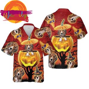 Beagle Happy Halloween Mens Hawaiian Shirts