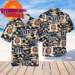 Beer Miller Lite Hawaiian Sea Island Mens Hawaiian Shirts