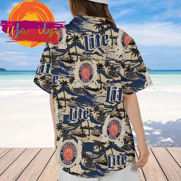 Beer Miller Lite Hawaiian Sea Island Mens Hawaiian Shirts