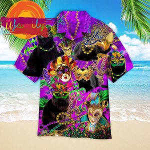 Black Cat Mardi Gras Aloha Hawaii Shirts