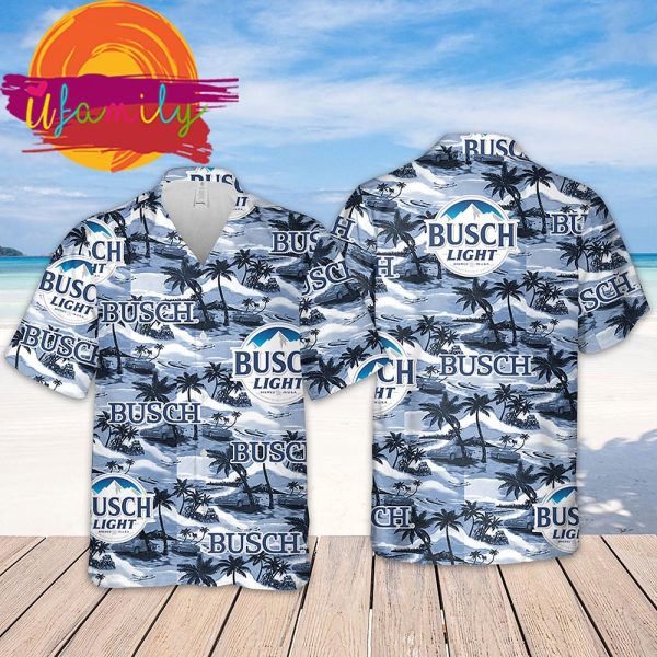 Busch Light Sea Island Pattern Hawaii Mens Shirt