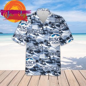 Busch Light Sea Island Pattern Hawaii Mens Shirt