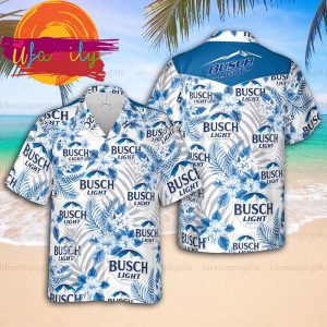 Busch Light Unisex Hawaiian Shirt Latte Beer Button Up Hawaii Mens Shirt