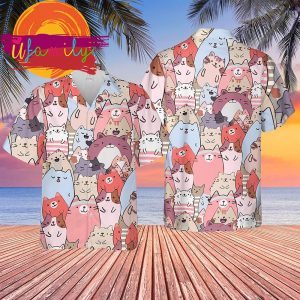Cartoon Cats Hawaian Summer Outfit Hawaii Mens Shirt