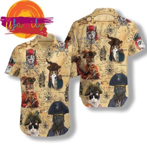 Cat Captain Hawaiian Vintage Hawaii Mens Shirt