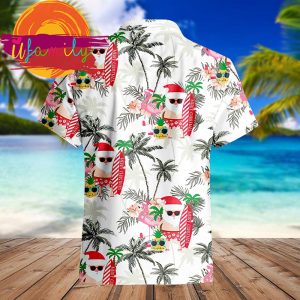 Christmas In July Santa Claus Flamingo Xmas Hawaii Mens Shirt 3