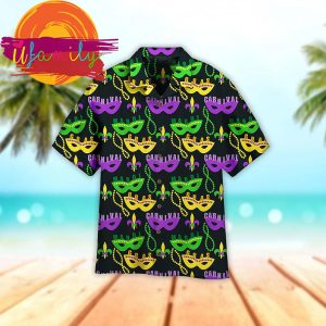 Colorful Mardi Gras Masks Hawaii Mens Shirt 3