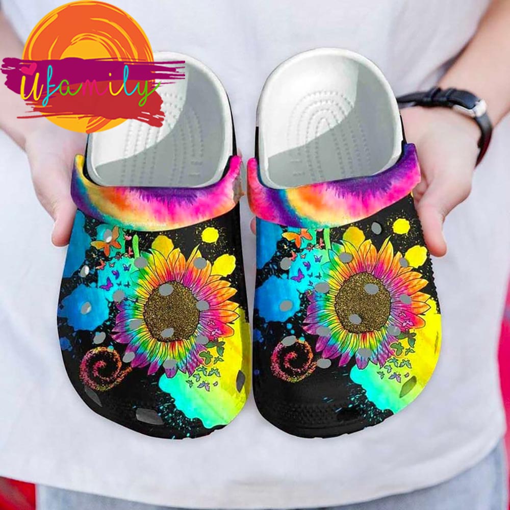 Colorful Sunflower Hippie Butterfly LGBT Crocs Shoes