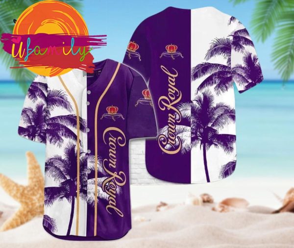 Crown Royal Tropical Coconut Trees Baseball Jersey Hawaii Mens Shirt