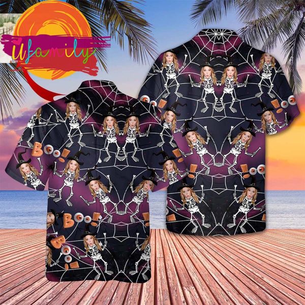 Custom Face Halloween Pumpkin Hawaii Mens Shirt