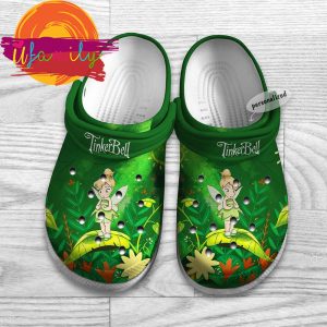 Cute Shy Tinker Bell Green Pattern Disney Graphic Cartoon Crocs Shoes