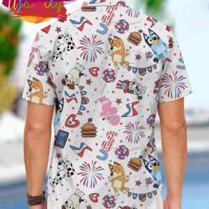 Dad Characters Bingo Bluey 4th Of July Button Hawaii Mens Shirt