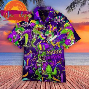 Dinosaur Happy Mardi Gras Hawaii Mens Shirt 1