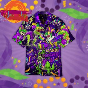 Dinosaur Happy Mardi Gras Hawaii Mens Shirt 2