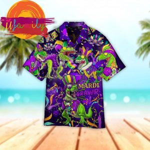 Dinosaur Happy Mardi Gras Hawaii Mens Shirt 3