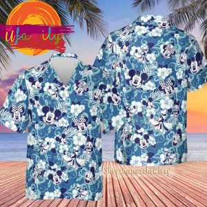 Disney Mickey Mouse Floral Aloha Summer Hawaiian Shirt 1