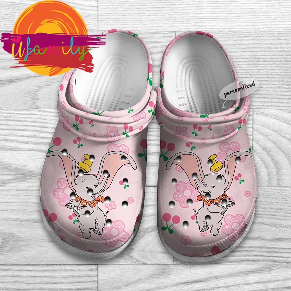 Dumbo Flying Pink Bing Cherry Pattern Disney Graphic Cartoon Crocs Shoes