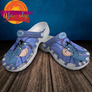 Eeyore Donkey Blue Flowers Patterns Disney Crocs 1