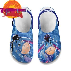 Eeyore Shy Donkey Blue Pattern Disney Crocs Slippers 1