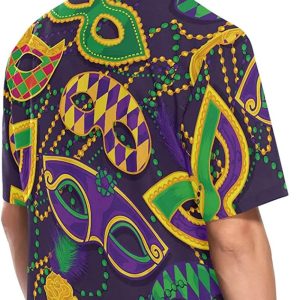 Fisyme Mardi Gras Mask Shenanigans New Orleans Men Hawaiian Shirt 3