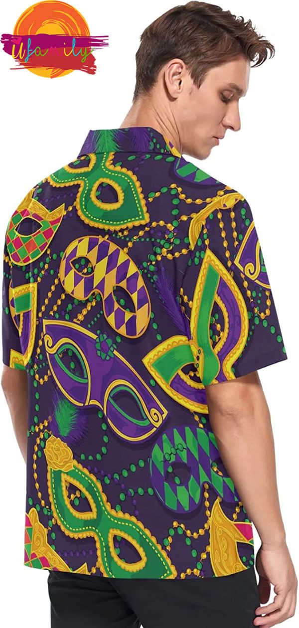 Fisyme Mardi Gras Mask Shenanigans New Orleans Men Hawaiian Shirt