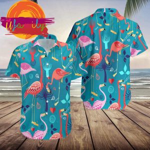 Flamingo Summer Beach Pet Honeymoon Couple Men Hawaiian Shirt
