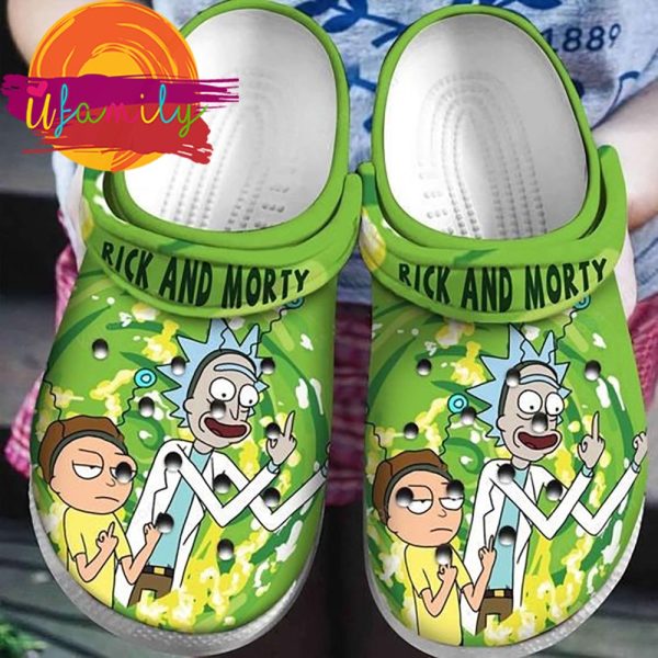 Funny Rick And Morty Green Cartoon Crocs Shoes