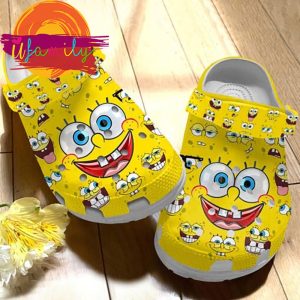 Funny Yellow Spongebob Face Cartoon Crocs Shoes 1