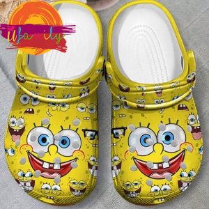 Funny Yellow Spongebob Face Cartoon Crocs Shoes 2