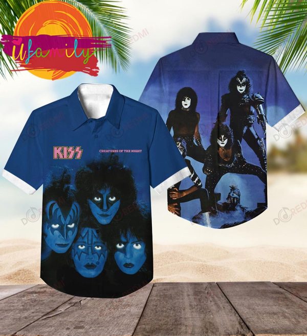 Kiss Band Creatures Of The Night Short Sleeve Hawaiian Shirt