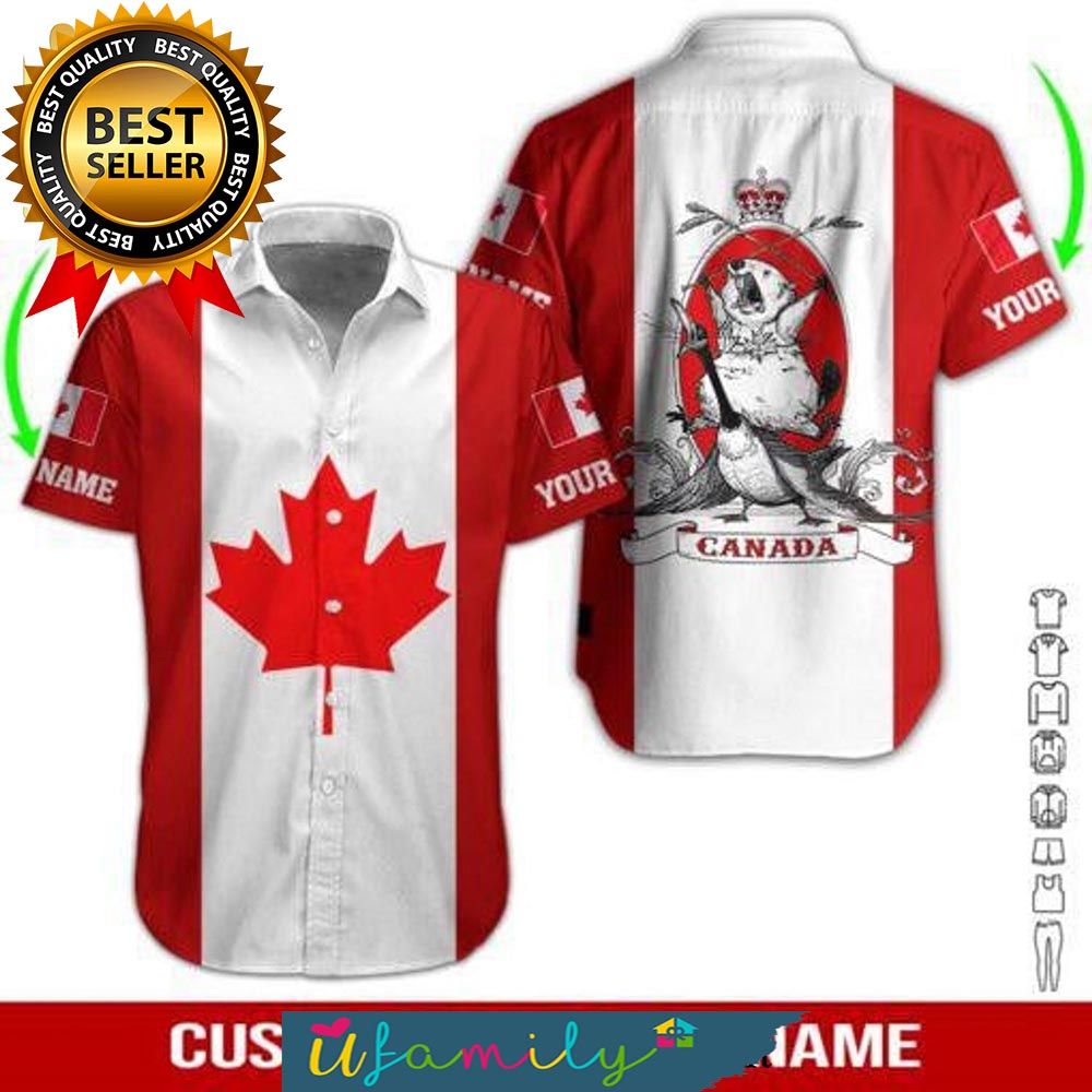 Love Canada Custom Name Best Outfit 3D Men Hawaiian Shirt