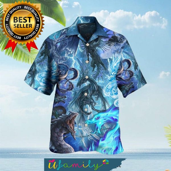 Magical Ice Dragon Blue Street Style Men Hawaiian Shirt