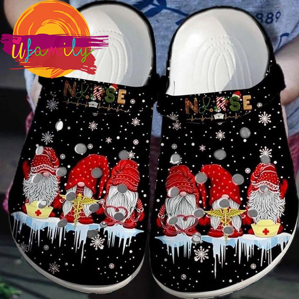 Merry Christmas Nurse Crocs Gnomes Winter Snow Santa Shoes